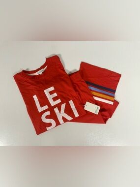 PJ Salvage Le Ski Scarlet Pajama Long SleeveLounge Set Stripe NWT Women M
